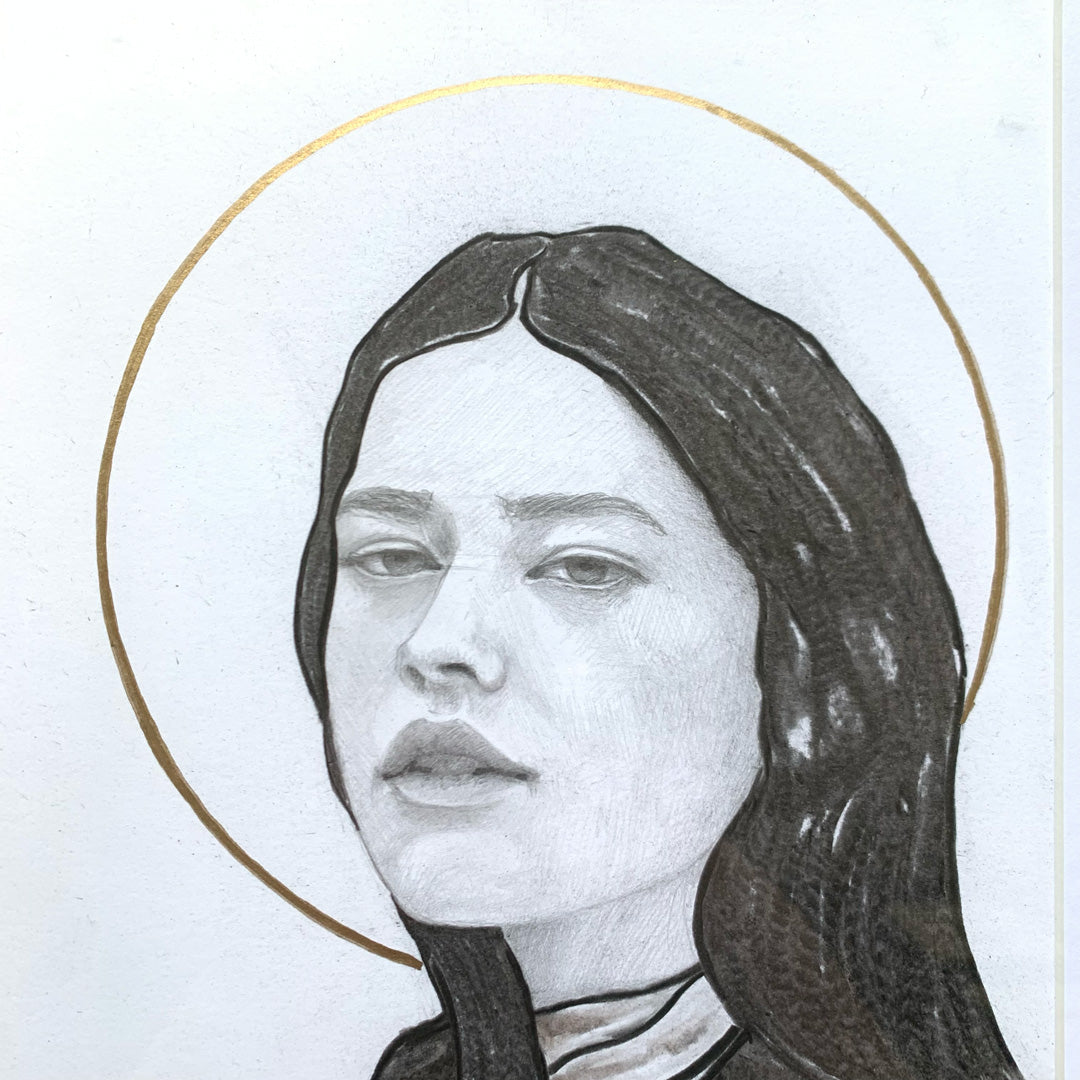 charcoal woman portrait drawing face detail