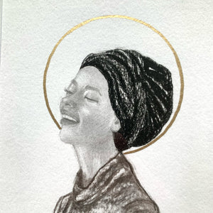 smiling woman portrait drawing