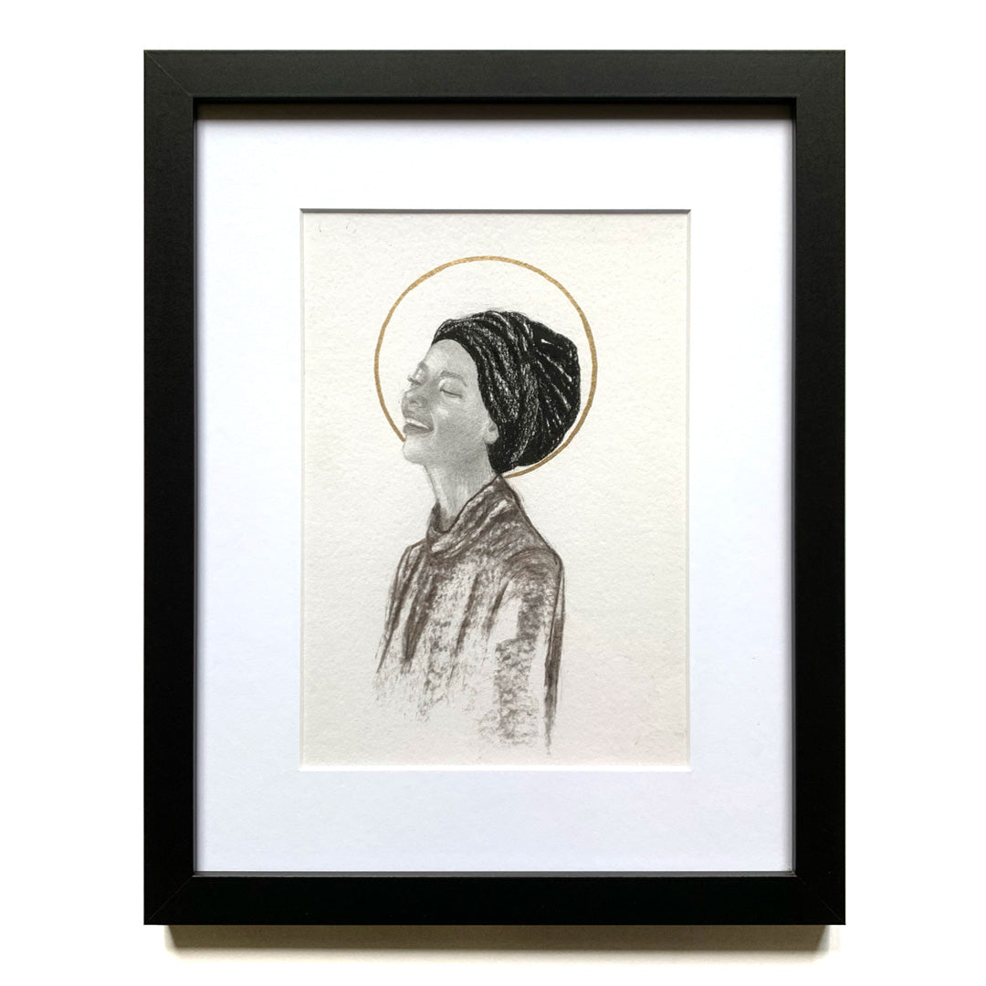 joyful woman portrait drawing