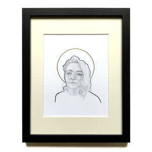 woman portrait drawing with halo