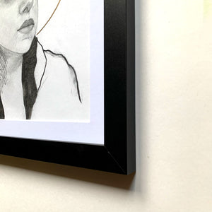 portrait drawing black frame detail