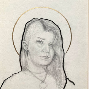 woman portrait drawing gold halo