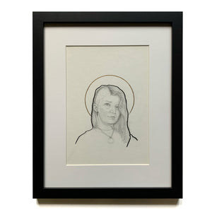 woman portrait drawing in black frame