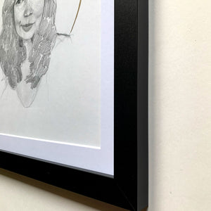 woman portrait drawing black frame detail
