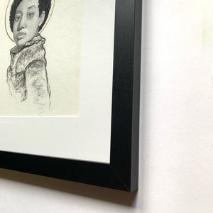 female portrait drawing frame detail