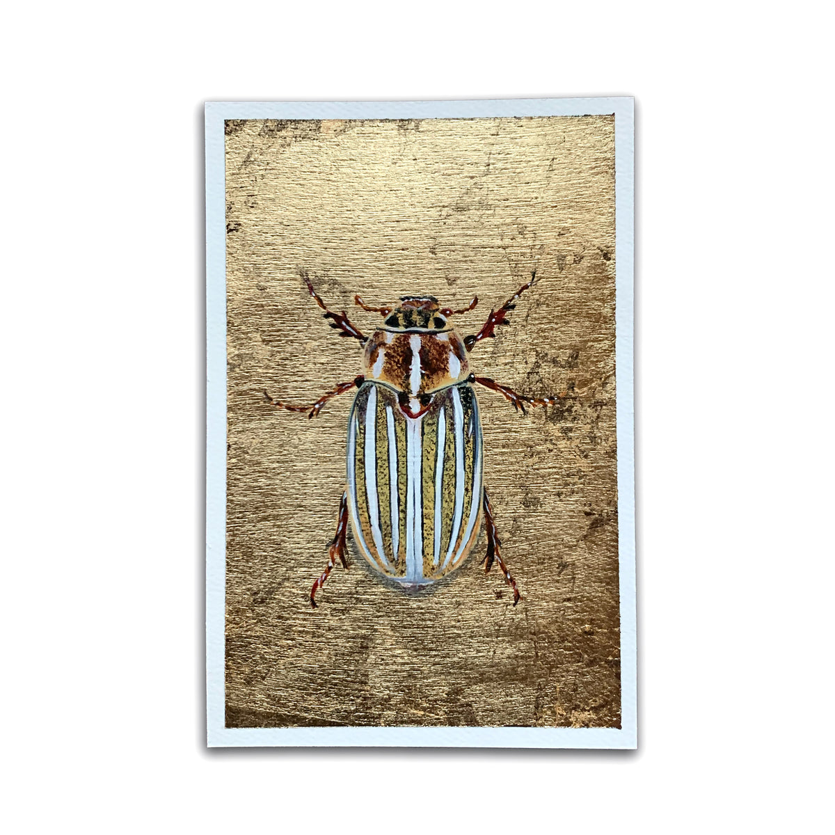 10-lined June beetle wood element painting