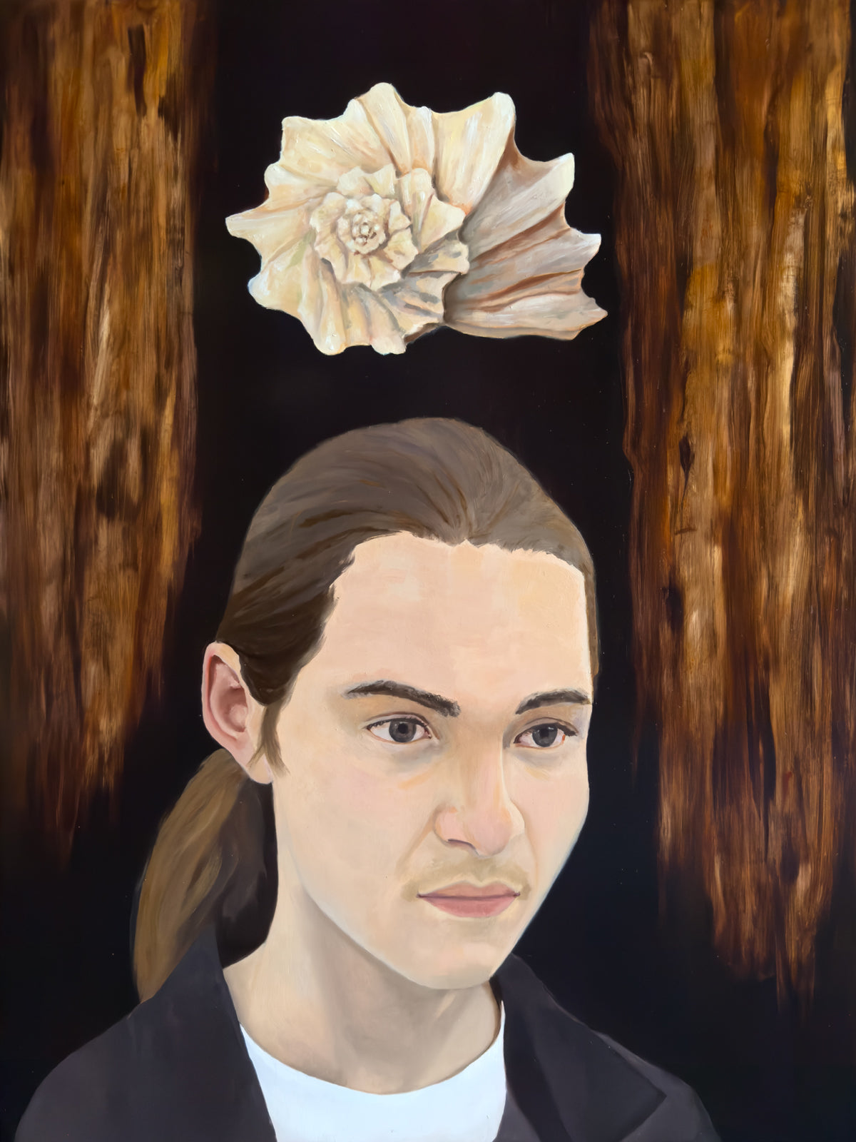 &quot;What Leaves Returns, But Not Unchanged&quot; Young Man portrait Painting with Seashell by Danny Gordo