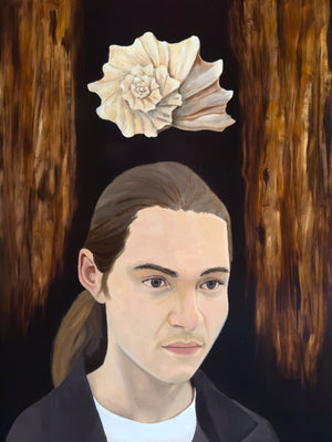 "What Leaves Returns, But Not Unchanged" Young Man portrait Painting with Seashell by Danny Gordo