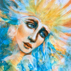 Brassy Bells emotional art colorful painting portrait detail by aimee schreiber
