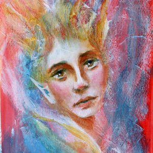 Creatures captives colors emotional art colorful acrylic painting elf portrait detail by aimee schreiber 