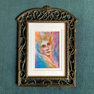 Creatures captives colors emotional art colorful acrylic painting elf on teal wall aimee schreiber 