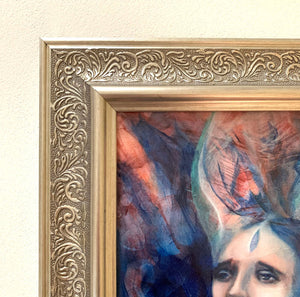 Tangled Tides emotional art colorful painting antique silver frame detail by aimee schreiber