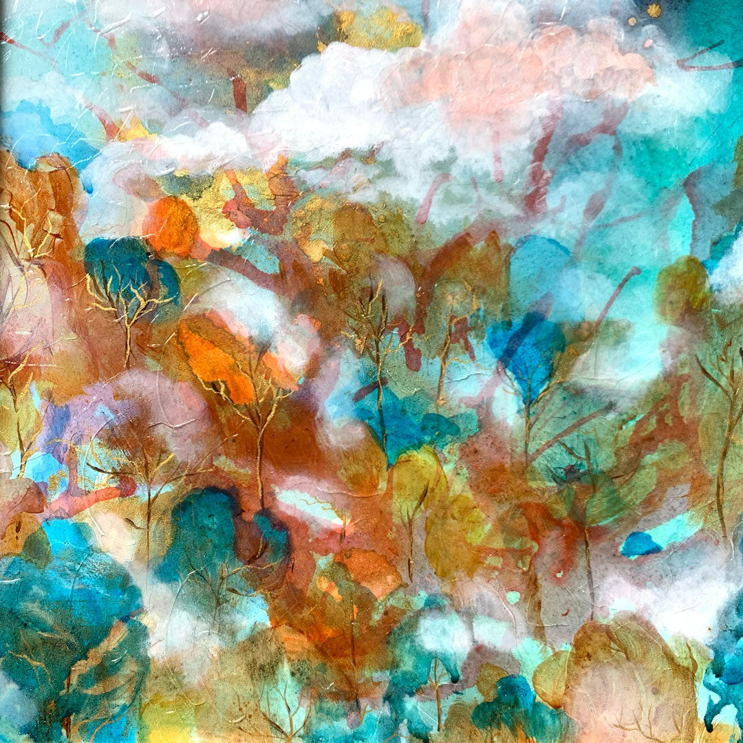 abstract landscape painting ethereal hillside detail