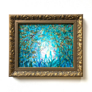 abstract landscape painting forest portal teal
