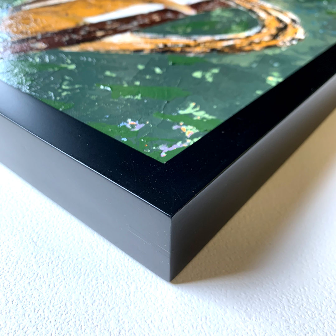 animal painting of a chipmunk  black frame detail