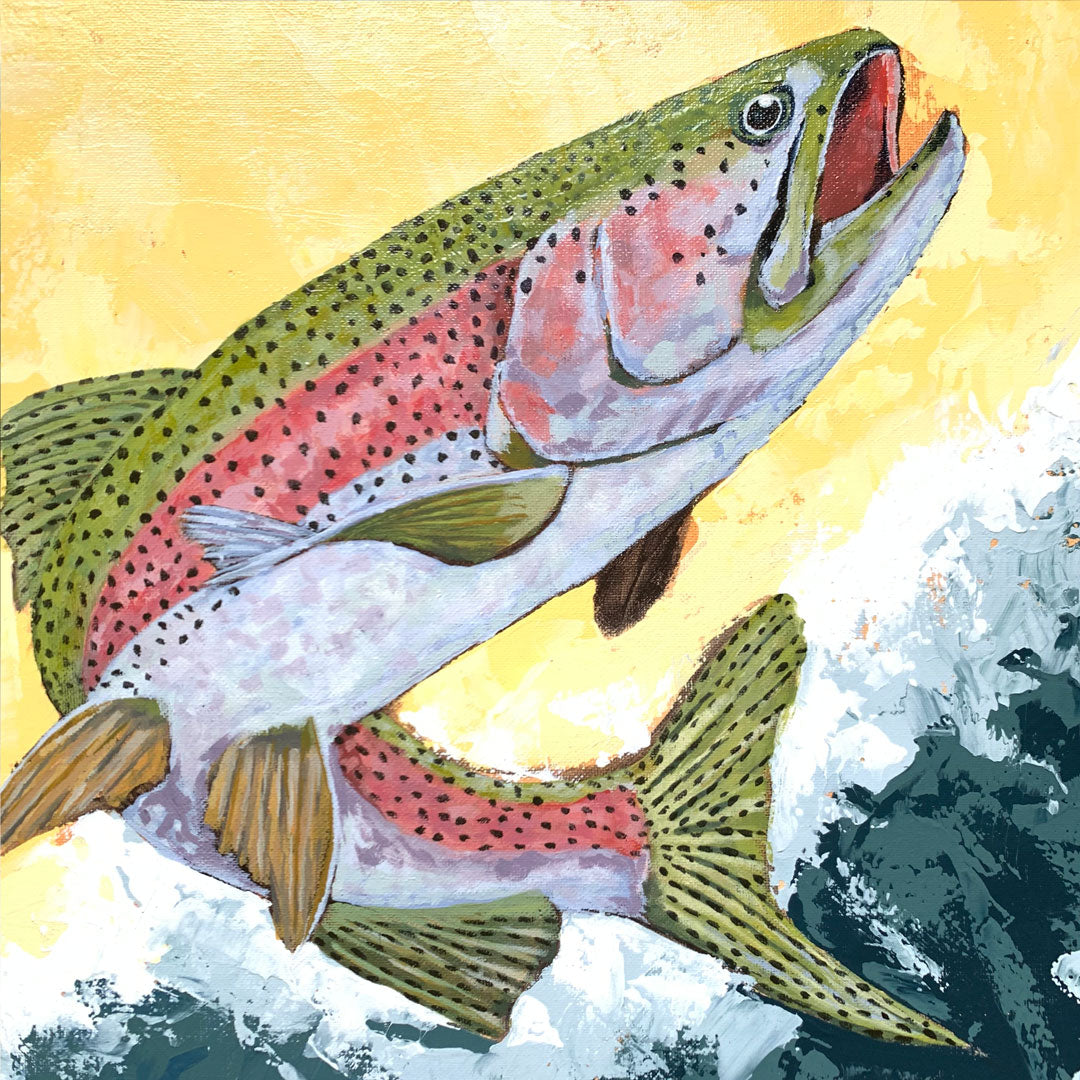 Fish Painting 16x20  Rainbow Trout Art for Sale - The Copper Wolf
