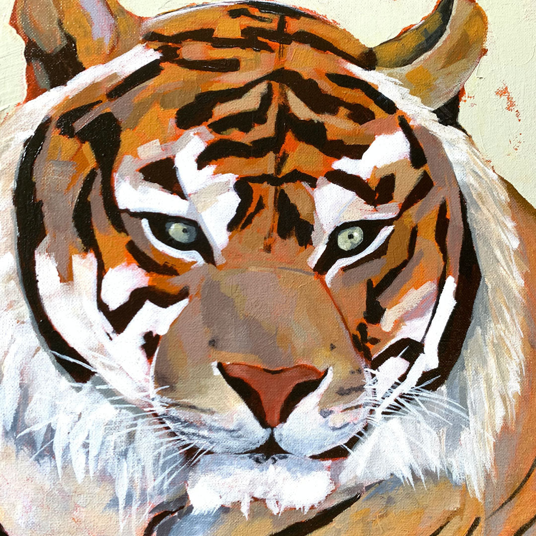 Tiger Based Image Watercolor Painting Tiger