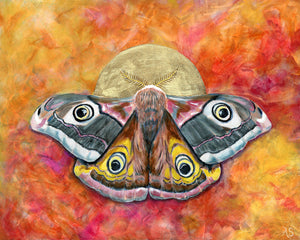 autumn emperor moth colorful art print