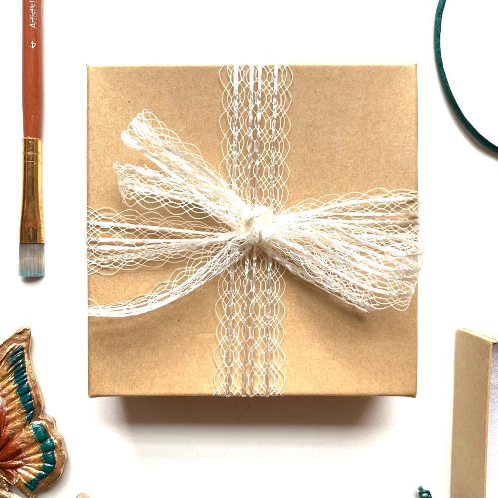 butterfly ornament gift box with ribbon