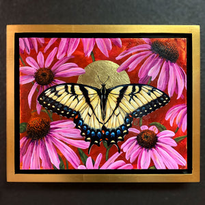 butterfly painting on canvas in gold frame