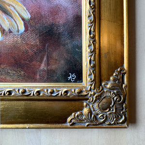 ethereal butterfly yellow flower embellished art print in antique gold frame detail by Aimee Schreiber