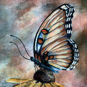 ethereal butterfly yellow flower embellished art print detail by Aimee Schreiber