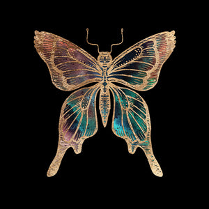 Gold Foil Galactic Butterfly Fine Art Print by Aimee Schreiber, galaxy gold leaf ink