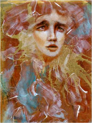 gold copper mystical face portrait fine art print 