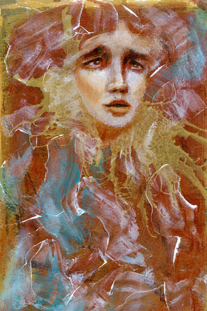 gold and copper mystical face portrait fine art print 