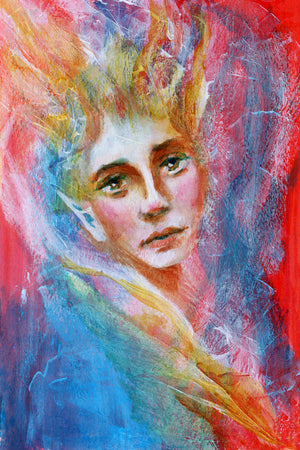 Creatures, captives, colors mystical face portrait colorful fairy art print 