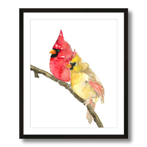 cardinals bird art print framed 16x20