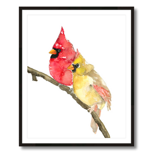 cardinals bird art print framed 24x30