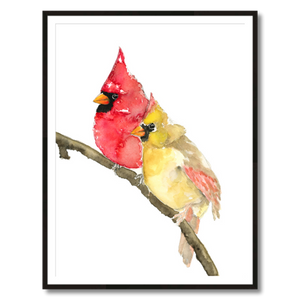 cardinals bird art print framed 30x40