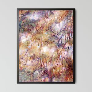 cathedral canopy ii fall forest landscape fine art print in black frame on wall