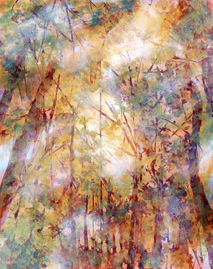 cathedral canopy iii fall forest landscape fine art print yellow, rust, sage green
