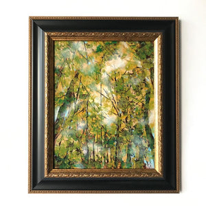 Fall forest nature painting on white wall by Aimee Schreiber