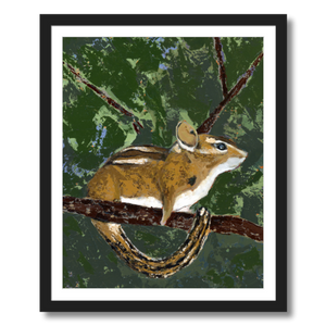 chipmunk animal art print framed 16x20