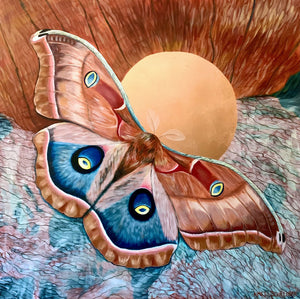"Love (is not blind)" Polyphemus Moth Painting 48x48