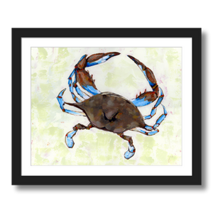 crab art print framed 11x14