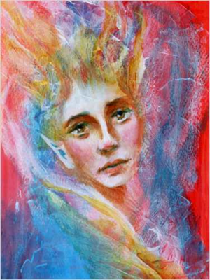 Creatures, captives, colors mystical face portrait colorful fairy art print 30x40 inches