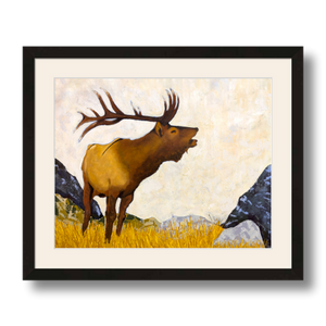 elk art print matted framed 11x14