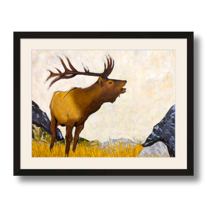 elk art print matted framed 12x18