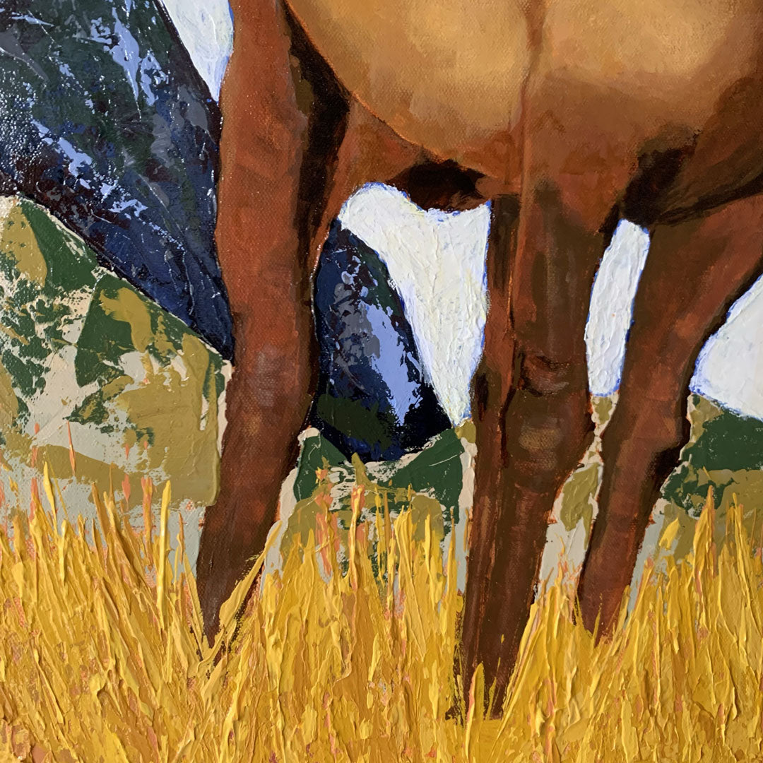 elk painting texture detail -Abundance- by Danny Schreiber