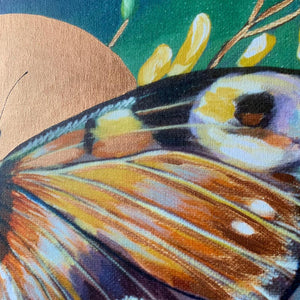fine art embellished print peacock butterfly 16x20 canvas detail