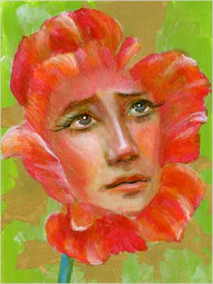 flower face i mystical poppy face portrait fine art print 30x40