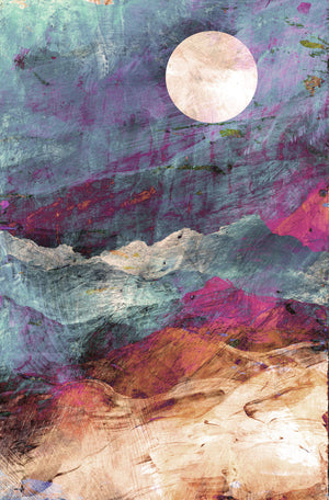 mountain moonrise full moon ethereal landscape art print