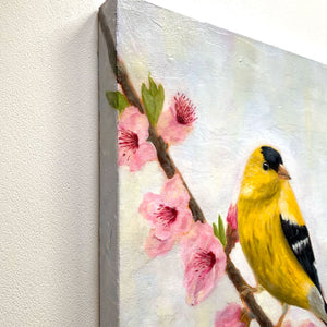 goldfinch yellow bird painting canvas edge