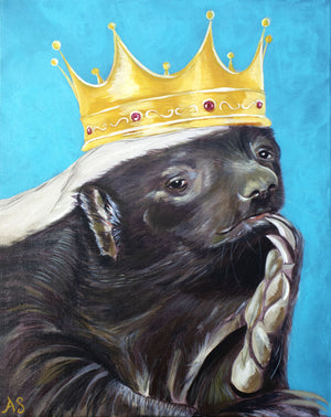 king honey badger art print by Aimee Schreiber