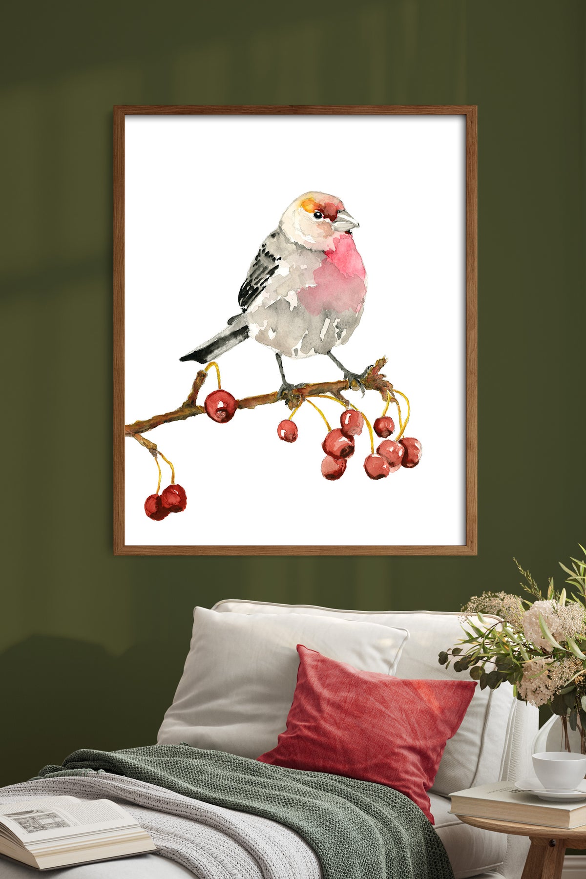 house finch bird art print framed