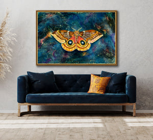 io moth art print framed large art over sofa